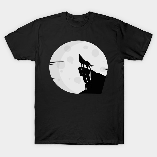 The Howling Wolf and The Full Moon T-Shirt by Heartfeltarts